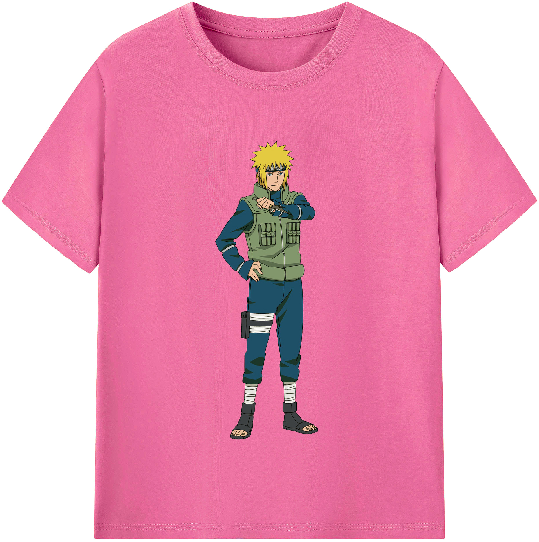 （画像用） NARUTO -ナルト- 波風 ミナト Namikaze Minato レディースカジュアルプリントTシャツ（綿100％）